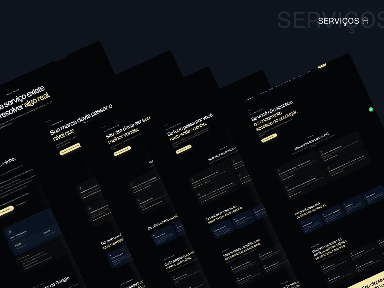 Páginas de serviço do site da Mind In Shift