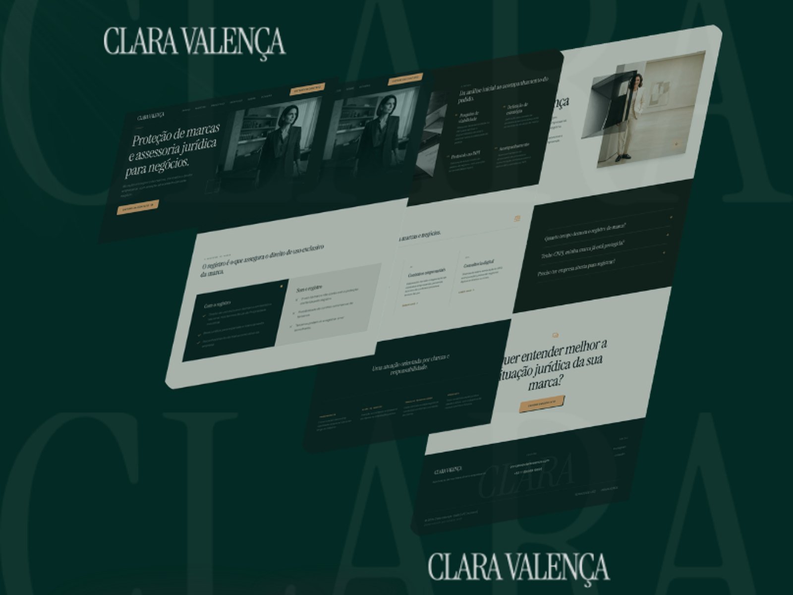 Apresentação do site de Clara Valença, advocacia de marcas