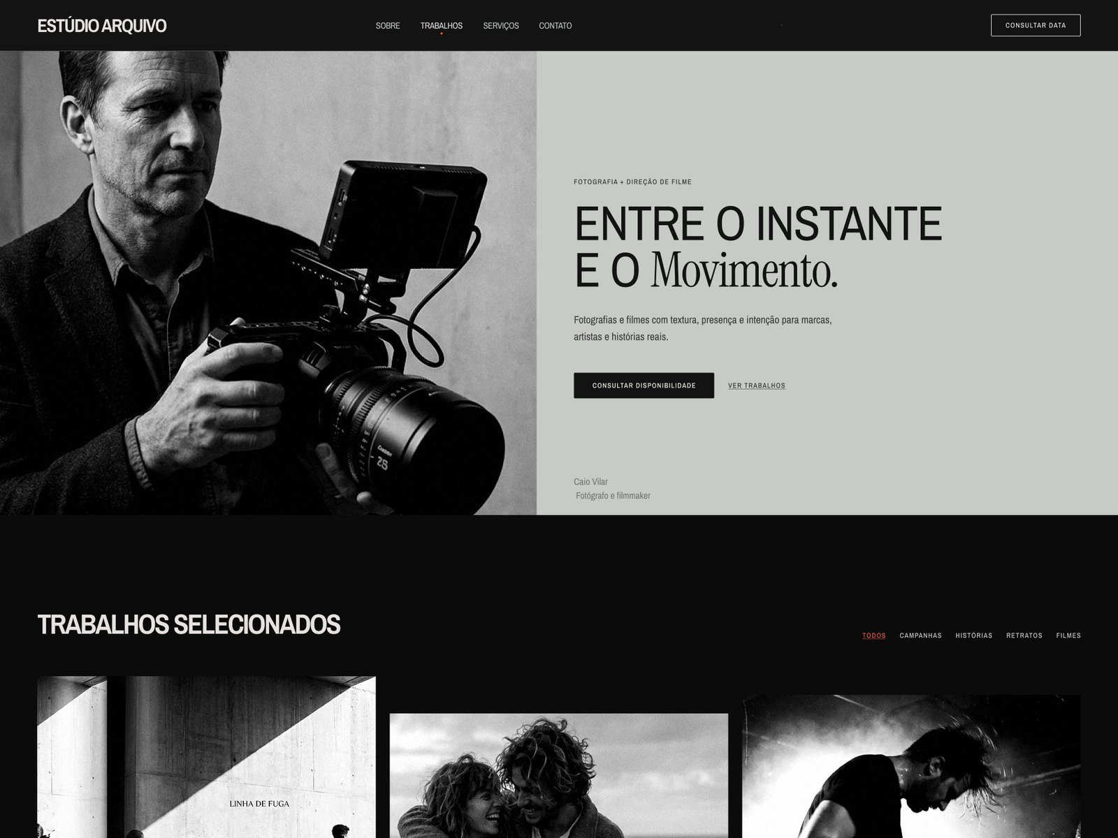 Site de Caio Villar, fotografia e filmes